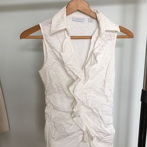 New York & Co side zip ruffled blouse.